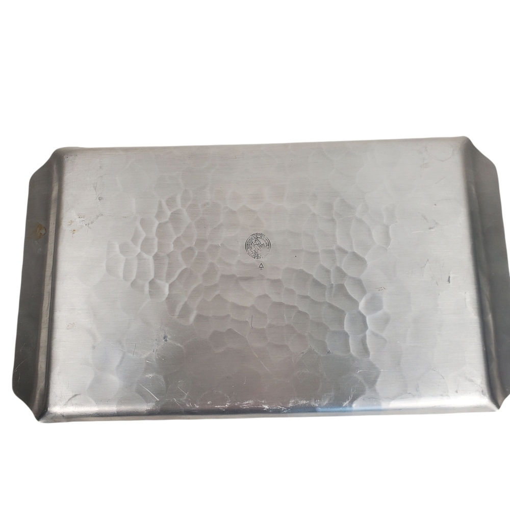 Vntg Hand-Wrought Hammered Aluminum Serving Tray - Pittsburgh Cityscape Etching - Picture 7 of 12